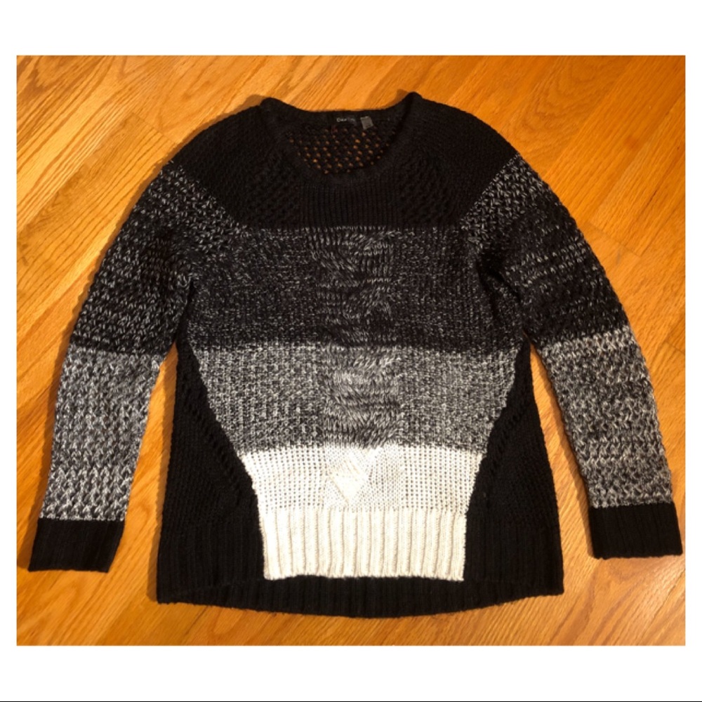 DEX VARIEGATED RIB/STITCHES COLORBLOCK SWEATER